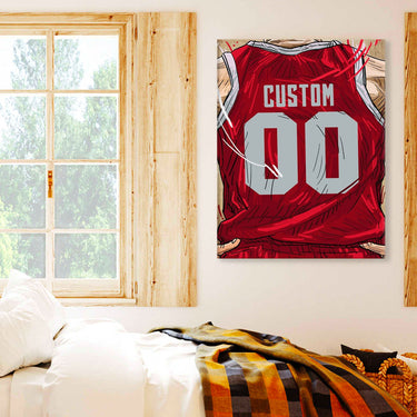 Houston Cougars Jersey Custom Canvas Print Wall Art for Boy Girl Men Women Basketball Personalized Canvas Art